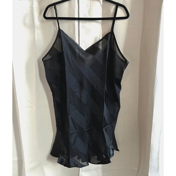 VTg Avon Womens Cami Top Size 3X Black Satin Sheer Y2K Stripe Whimsigoth 17578 - Picture 1 of 7